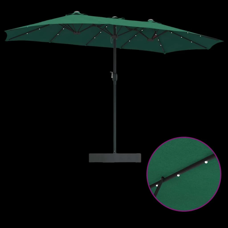 vidaXL Dārza parasols Zaļa 385 x 209 x 244 cm Poliesters