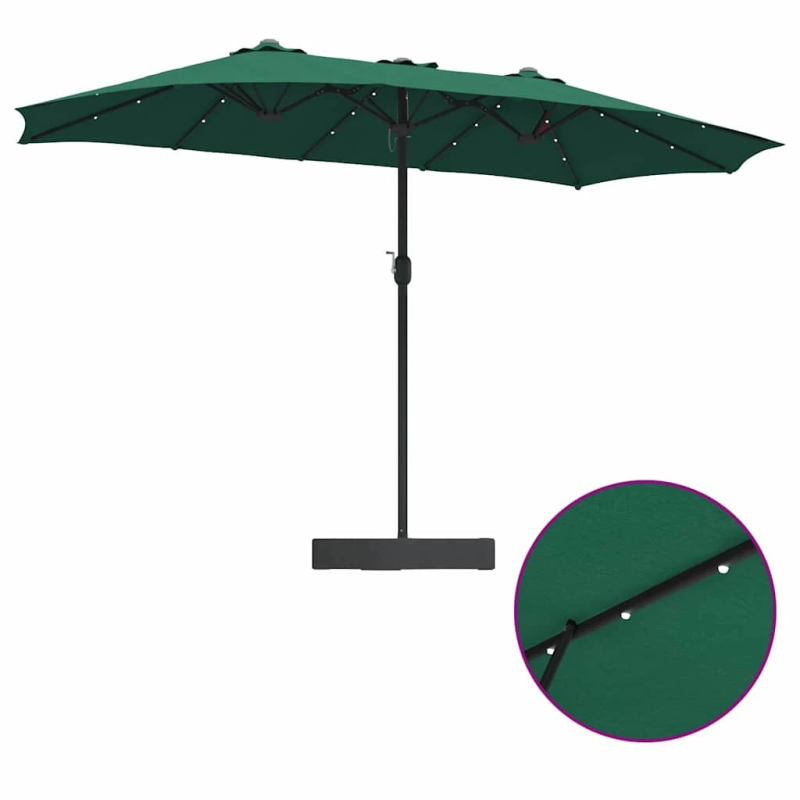 vidaXL Dārza parasols Zaļa 385 x 209 x 244 cm Poliesters