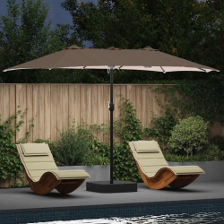 vidaXL Dārza parasols Pelēkbrūna 385 x 209 x 244 cm Poliesters