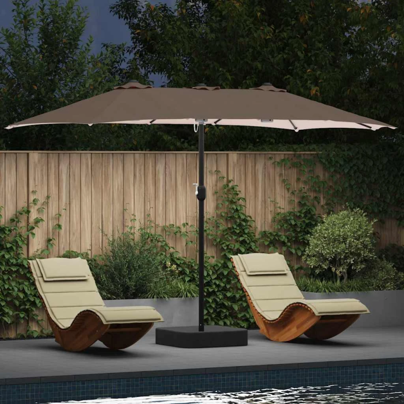 vidaXL Dārza parasols Pelēkbrūna 385 x 209 x 244 cm Poliesters
