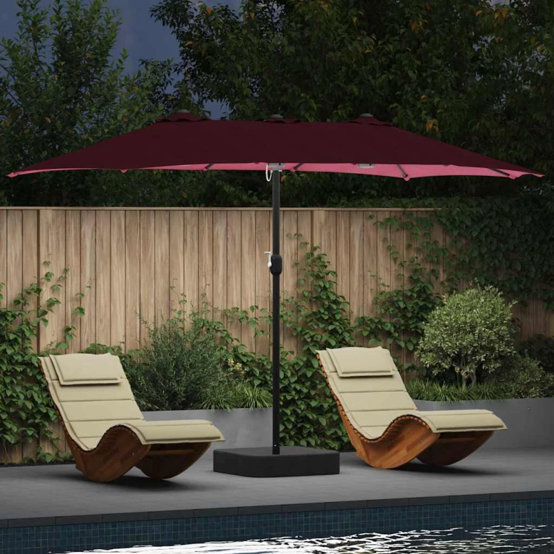vidaXL Dārza parasols Bordo sarkans 385 x 209 x 244 cm Poliesters