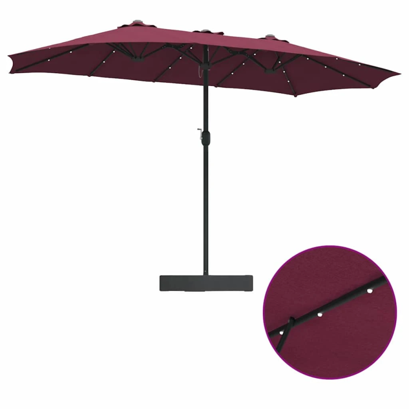 vidaXL Dārza parasols Bordo sarkans 385 x 209 x 244 cm Poliesters