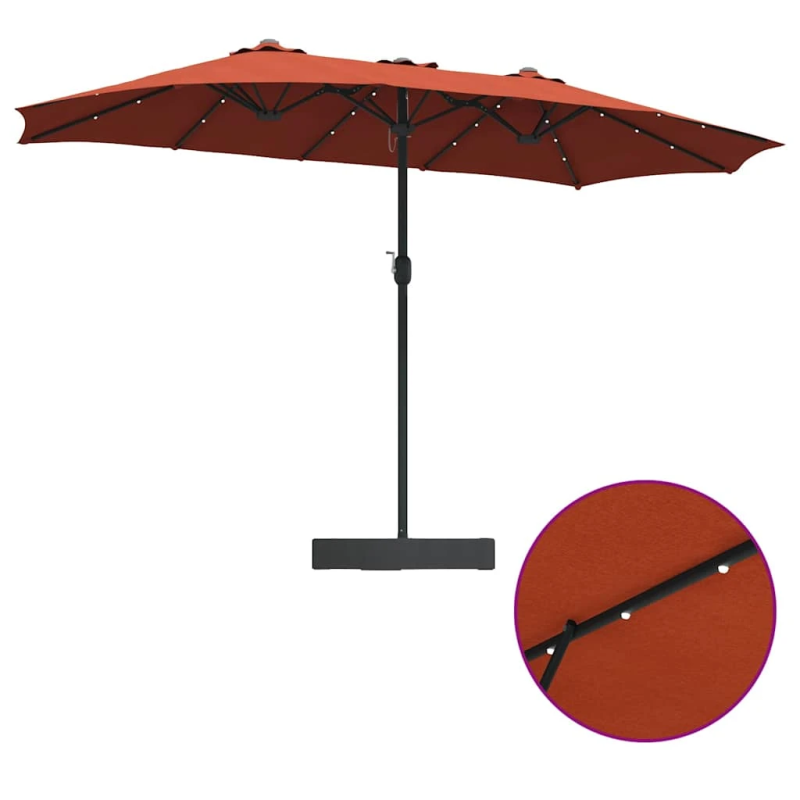 vidaXL Dārza parasols Sarkanbrūns 385 x 209 x 244 cm Poliesters