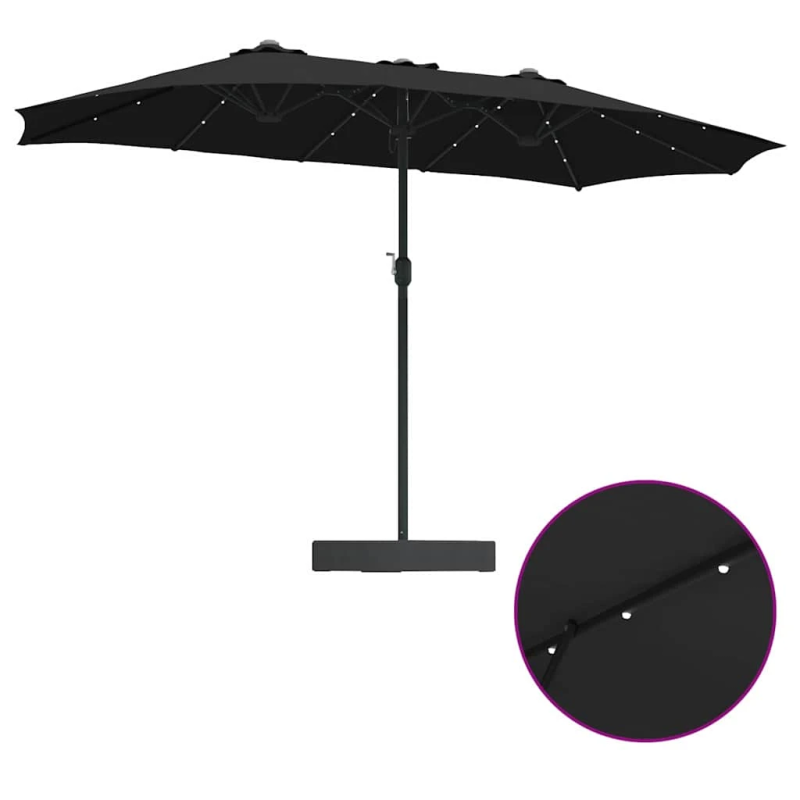 vidaXL Dārza parasols Melna 385 x 209 x 244 cm Poliesters