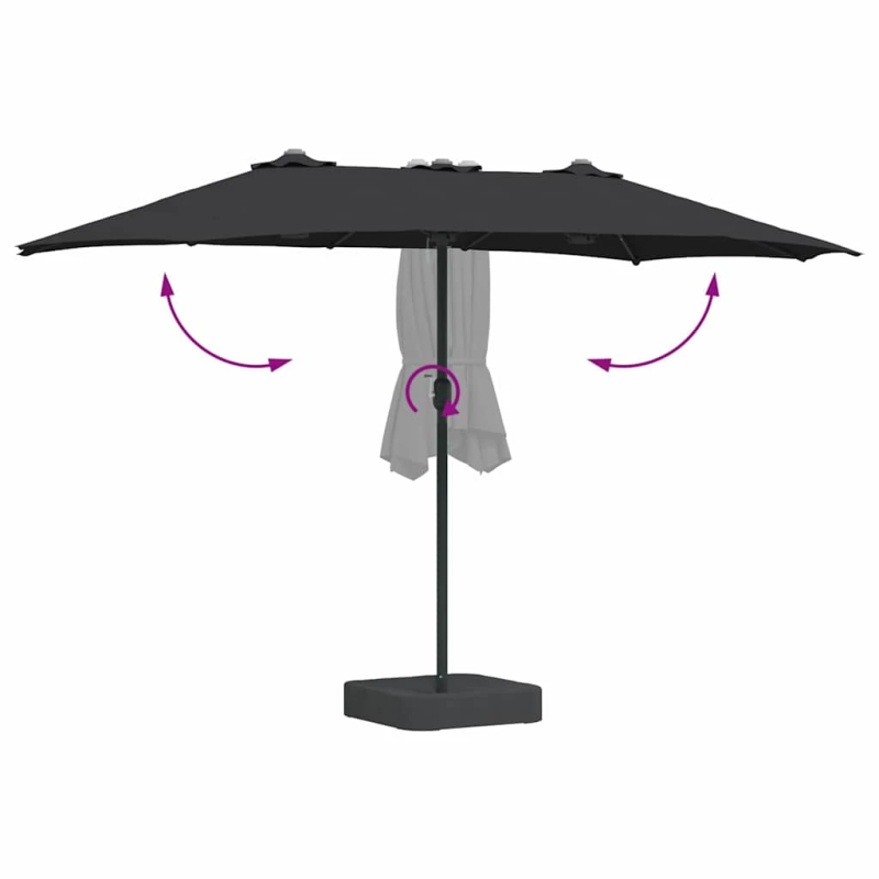 vidaXL Dārza parasols Melna 385 x 209 x 244 cm Poliesters