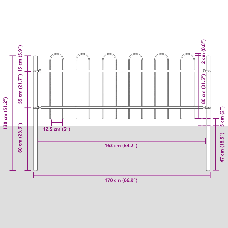 vidaXL Dārza žogs 2 pcs Balts 3,4 x 0,8 m Pulverkrāsots tērauds
