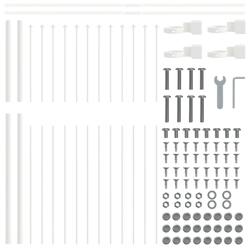 vidaXL Dārza žogs 3 pcs Balts 5,1 x 1,5 m Pulverkrāsots tērauds
