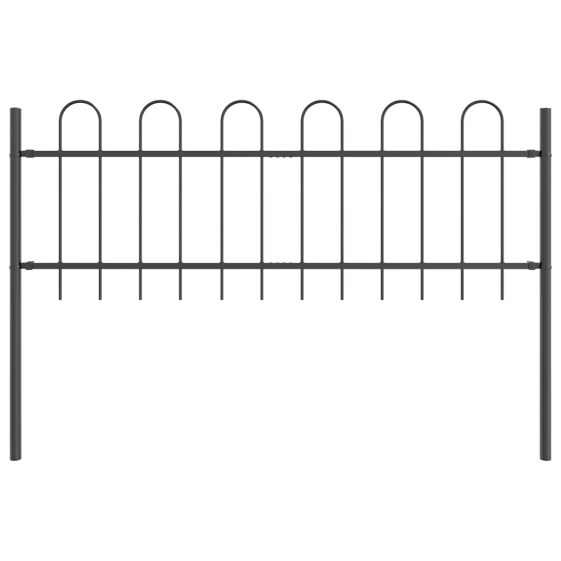 vidaXL Dārza žogs 4 pcs Pelēka 6,8 x 0,6 m Pulverkrāsots tērauds