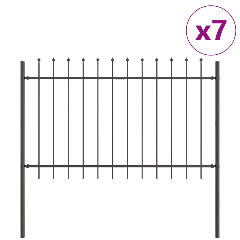 vidaXL Dārza žogs 7 pcs Pelēka 11,9 x 1 m Pulverkrāsots tērauds