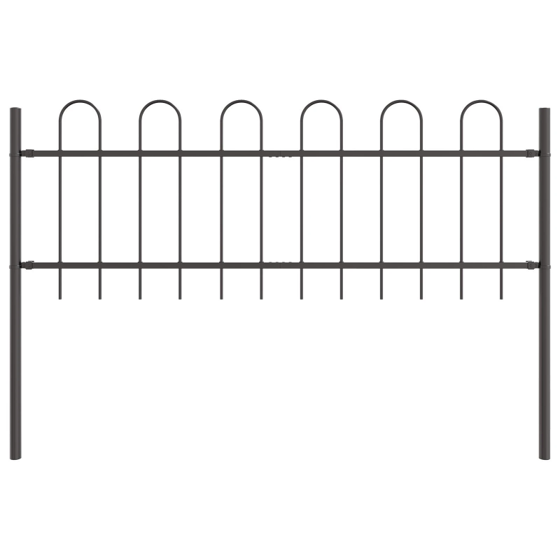 vidaXL Dārza žogs 9 pcs Pelēka 15,3 x 0,6 m Pulverkrāsots tērauds