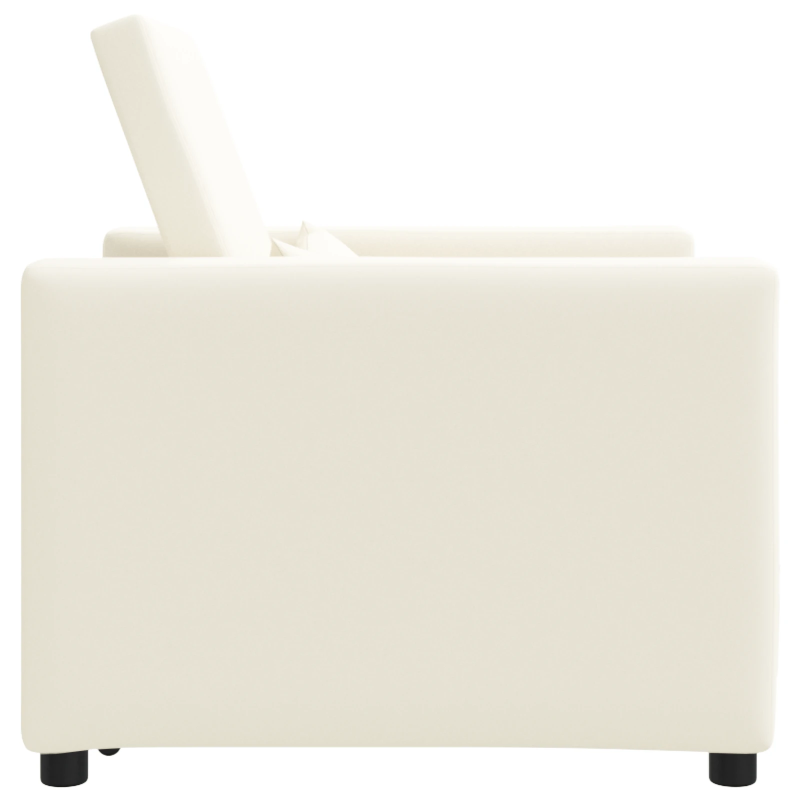 vidaXL Izvelkamā dīvāna gulta viena personai Krēmkrāsas balts audums