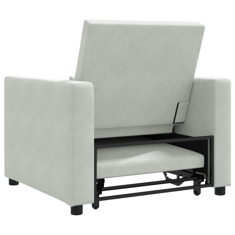 vidaXL Izvelkamā dīvāna gulta viena personai ar riteni Gaiši pelēka