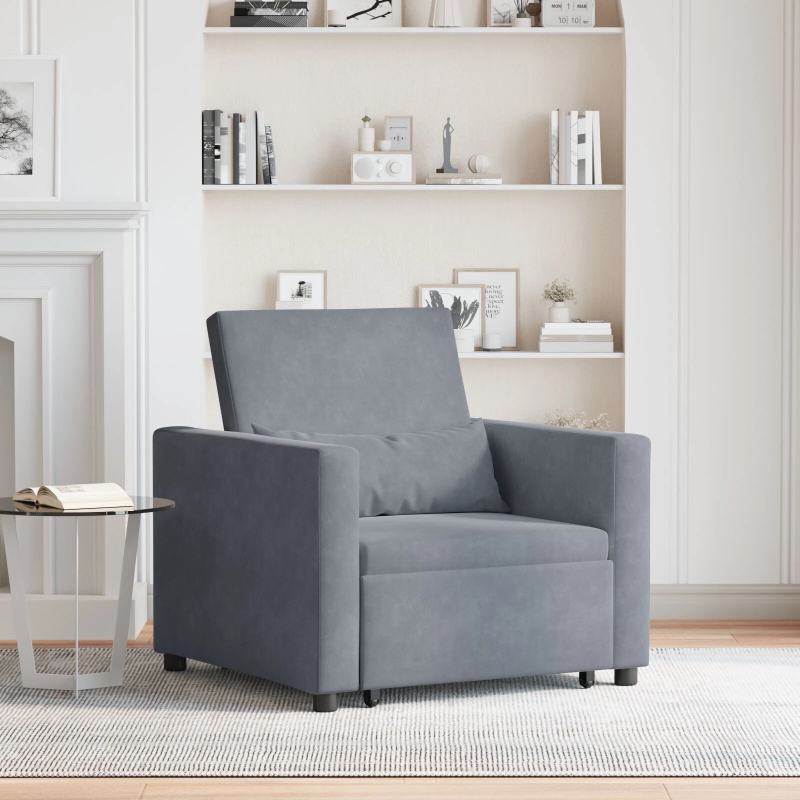 vidaXL Izvelkamā dīvāna gulta viena personai ar riteni Tumši pelēka