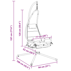 vidaXL Karājas olu krēsls Antracīts 94 x 107 x 196,5 cm Tērauds
