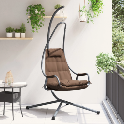 vidaXL Karājas olu krēsls Kafijas krāsa 94 x 107 x 196,5 cm Tērauds