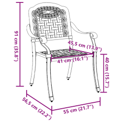 vidaXL Dārza krēsls 2 pcs Balts 55 x 56,5 x 91cm Alumīnijs