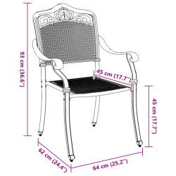 vidaXL Dārza krēsls 2 pcs Zaļa 64 x 62 x 93cm Alumīnijs