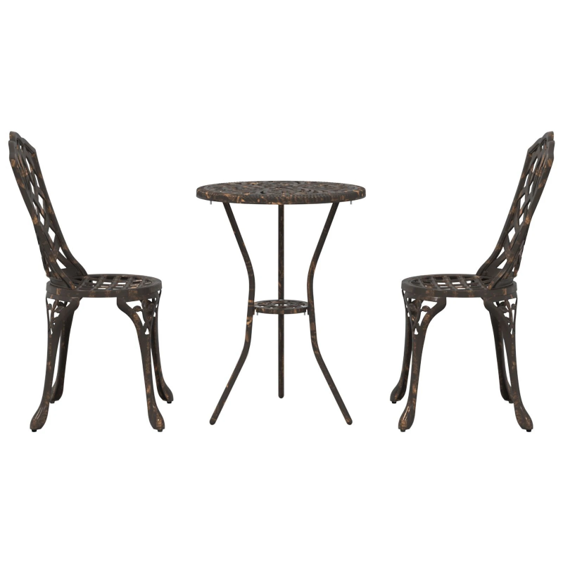 vidaXL Dārza bistro komplekts 3 pcs Bronzas krāsa Alumīnijs