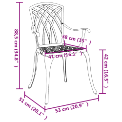 vidaXL Dārza krēsls 2 pcs Zaļa 53 x 51 x 88,5cm Alumīnijs