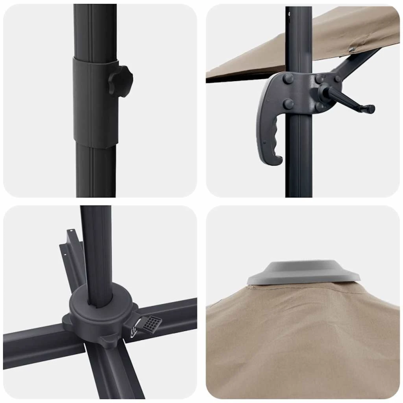 vidaXL Roma Parasol Pelēkbrūna 286 x 284 x 265 cm