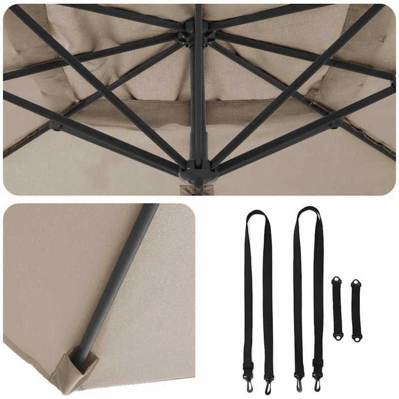 vidaXL Roma Parasol Pelēkbrūna 286 x 284 x 265 cm