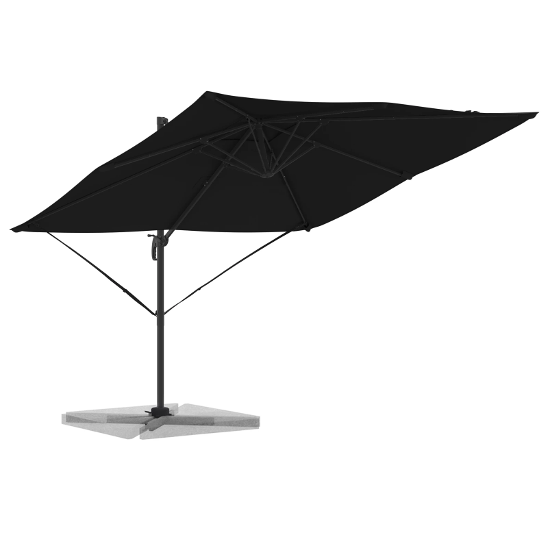 vidaXL Roma Parasol Melna 286 x 284 x 265 cm Alumīnijs un poliesters