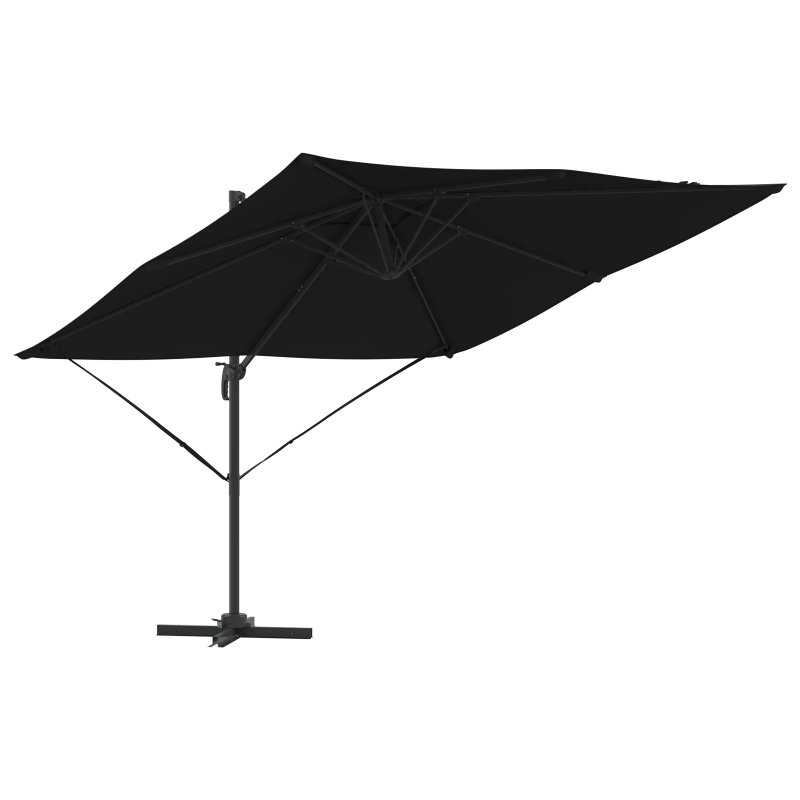 vidaXL Roma Parasol Melna 286 x 284 x 265 cm Alumīnijs un poliesters