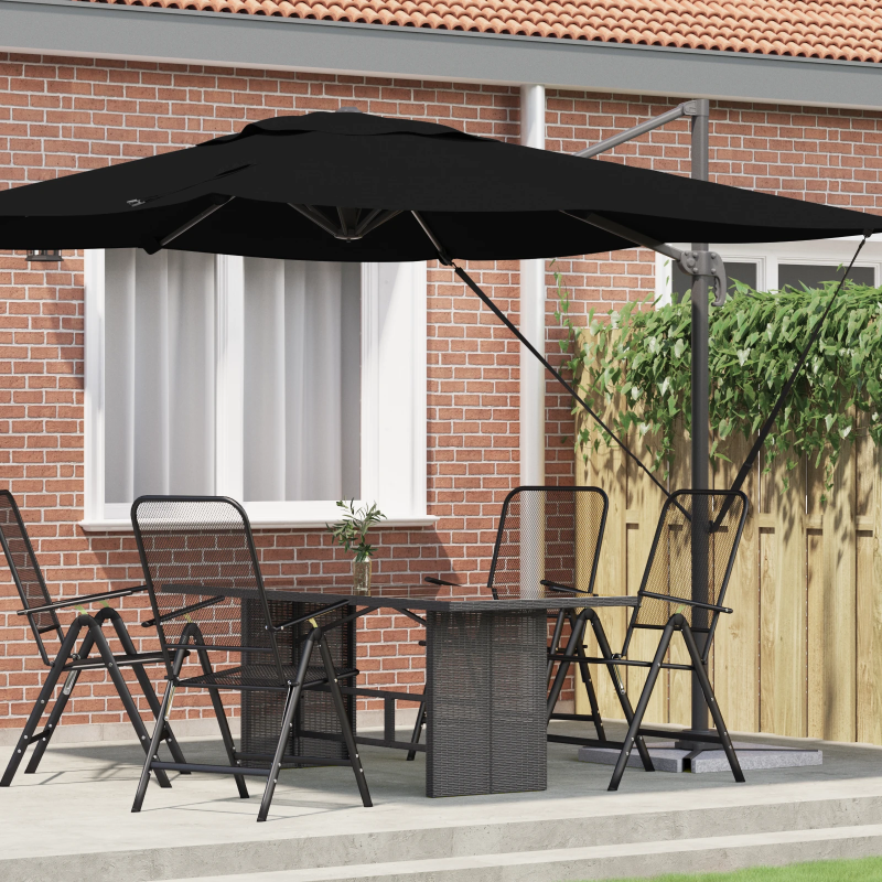 vidaXL Roma Parasol Melna 286 x 284 x 265 cm Alumīnijs un poliesters
