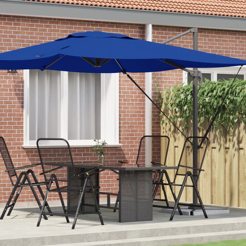 vidaXL Roma Parasol Zila 286 x 284 x 265 cm Alumīnijs un poliesters