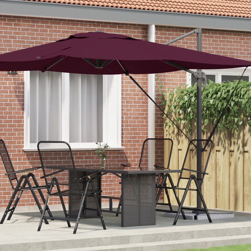 vidaXL Roma Parasol Sarkana 286 x 284 x 265 cm Alumīnijs un poliesters