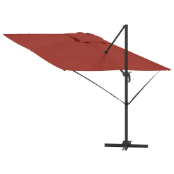 vidaXL Roma Parasol Sarkana 286 x 284 x 265 cm Alumīnijs un poliesters