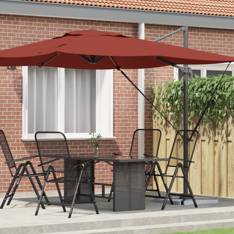 vidaXL Roma Parasol Sarkana 286 x 284 x 265 cm Alumīnijs un poliesters