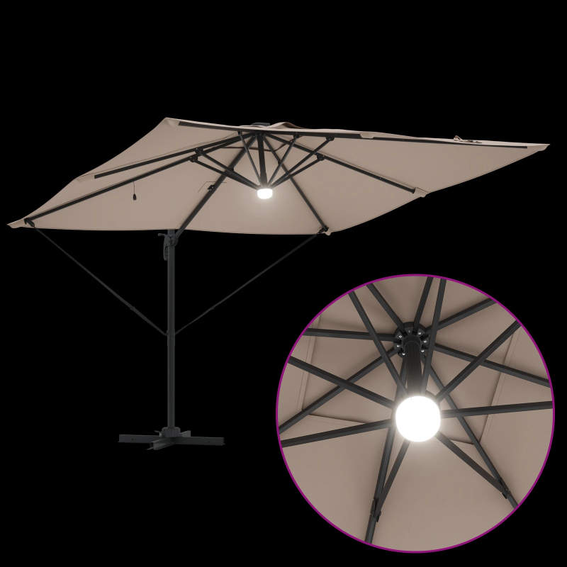 vidaXL Roma Parasol Pelēkbrūna 286 x 284 x 270 cm
