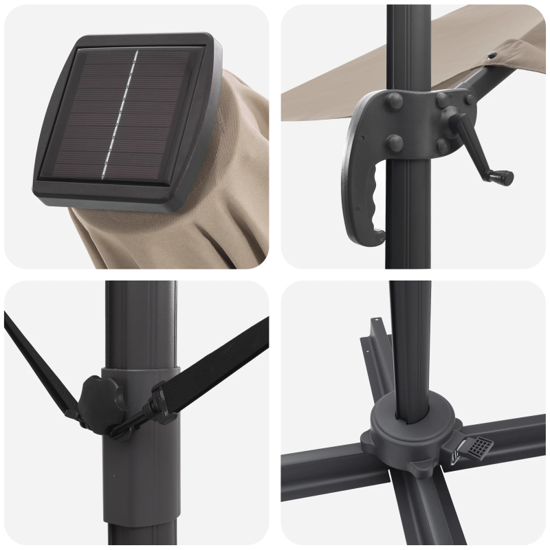 vidaXL Roma Parasol Pelēkbrūna 286 x 284 x 270 cm