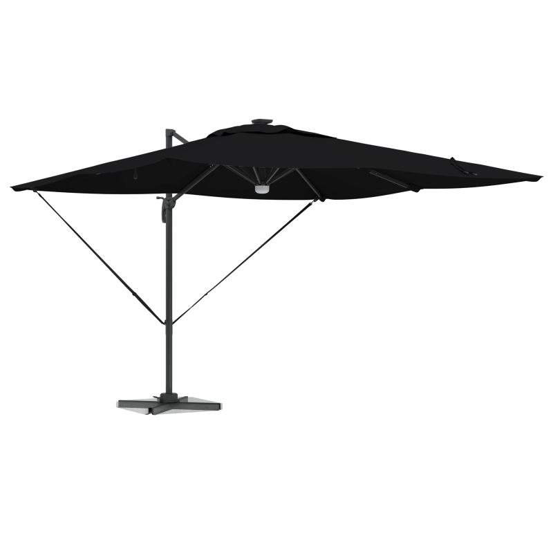vidaXL Roma Parasol Melna 286 x 284 x 270 cm Alumīnijs un poliesters