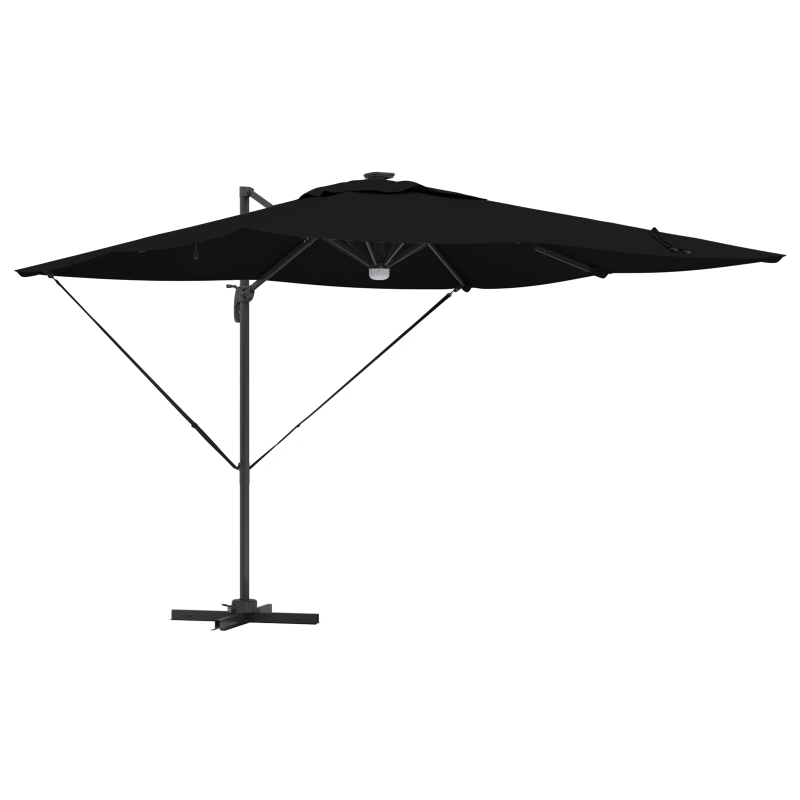 vidaXL Roma Parasol Melna 286 x 284 x 270 cm Alumīnijs un poliesters