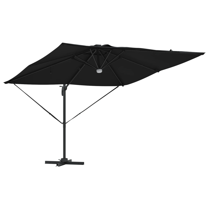 vidaXL Roma Parasol Melna 286 x 284 x 270 cm Alumīnijs un poliesters