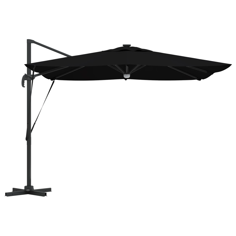 vidaXL Roma Parasol Melna 286 x 284 x 270 cm Alumīnijs un poliesters