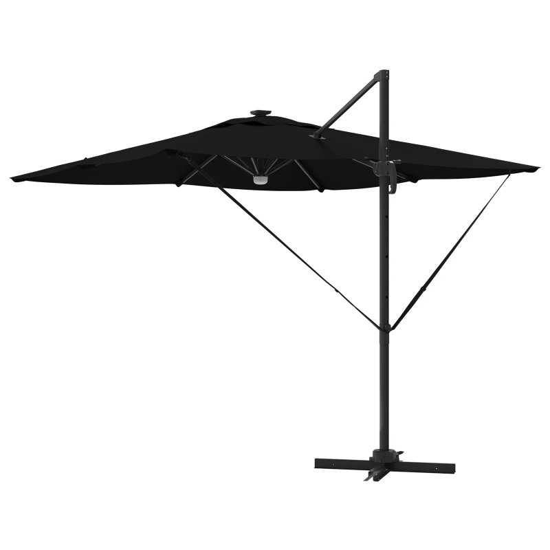 vidaXL Roma Parasol Melna 286 x 284 x 270 cm Alumīnijs un poliesters