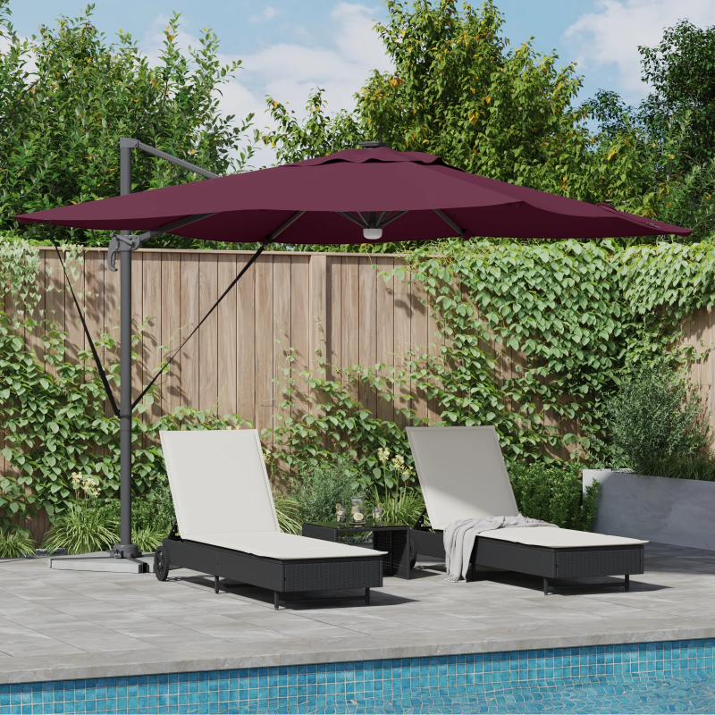 vidaXL Roma Parasol Sarkana 286 x 284 x 270 cm Alumīnijs un poliesters
