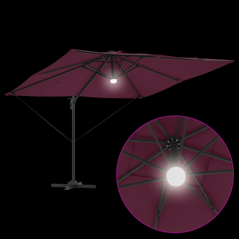 vidaXL Roma Parasol Sarkana 286 x 284 x 270 cm Alumīnijs un poliesters