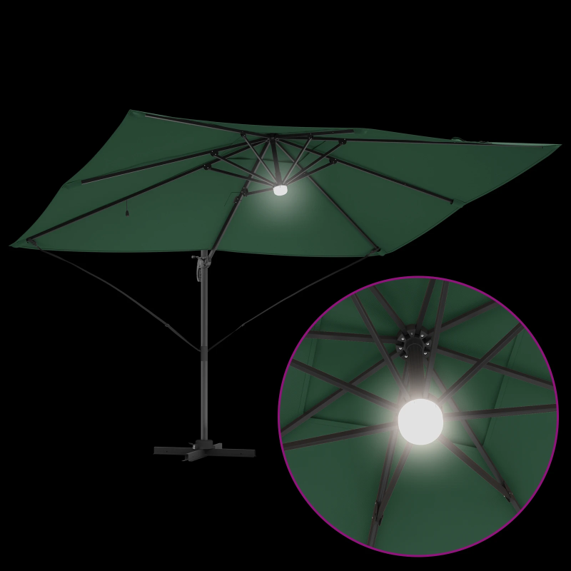 vidaXL Saulessargs Zaļa 351 x 250 x 253 cm Poliesters un alumīnijs