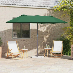vidaXL Dārza parasols Zaļa 370 x 197 x 239 cm Poliesters un alumīnijs