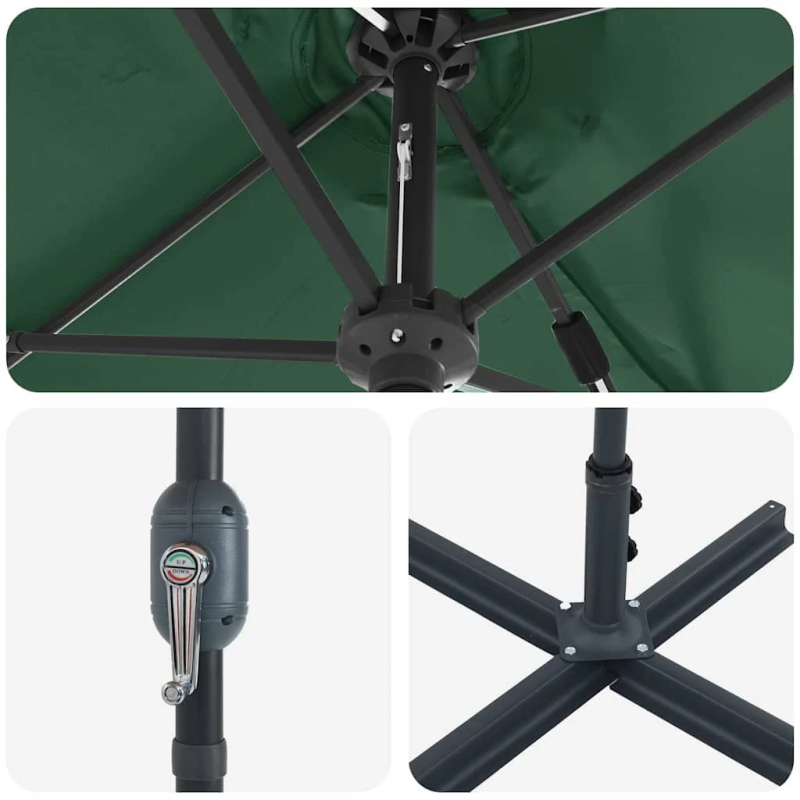 vidaXL Dārza parasols Zaļa 370 x 197 x 239 cm Poliesters un alumīnijs