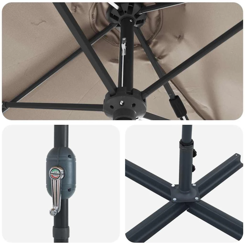 vidaXL Dārza parasols Pelēkbrūna 370 x 197 x 239 cm