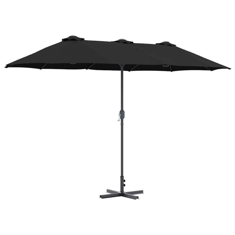 vidaXL Dārza parasols Melna 370 x 197 x 239 cm Poliesters un alumīnijs