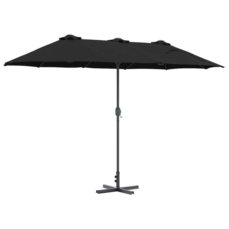 vidaXL Dārza parasols Melna 370 x 197 x 239 cm Poliesters un alumīnijs