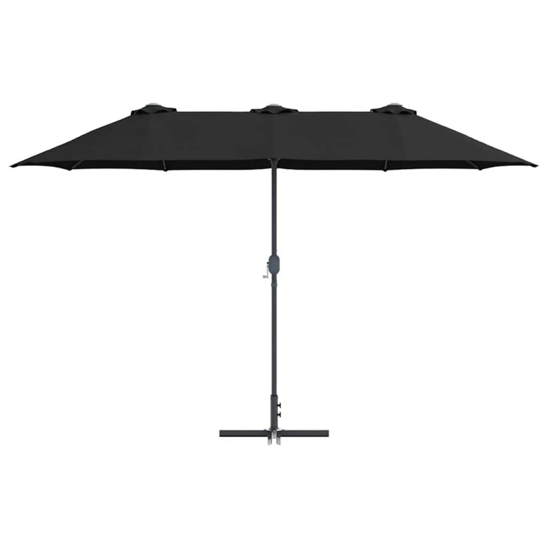 vidaXL Dārza parasols Melna 370 x 197 x 239 cm Poliesters un alumīnijs