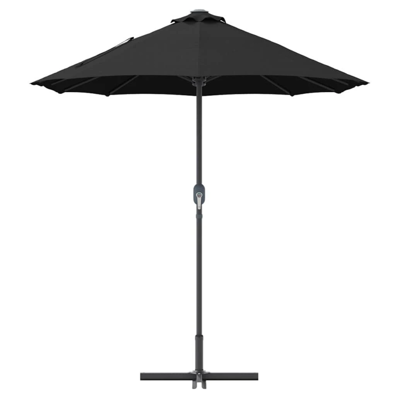 vidaXL Dārza parasols Melna 370 x 197 x 239 cm Poliesters un alumīnijs
