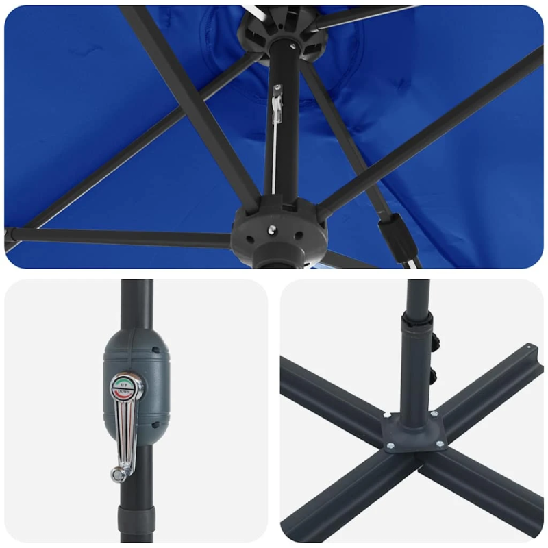 vidaXL Dārza parasols Azurblau 370 x 197 x 239 cm